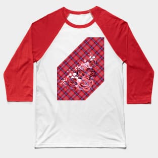 Tartan with Roses Baseball T-Shirt